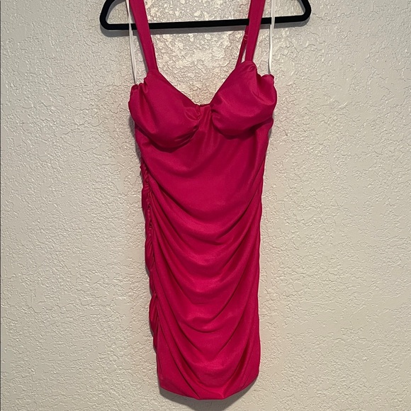 B Darlin Fuchsia Ruched Dress - Picture 1 of 5